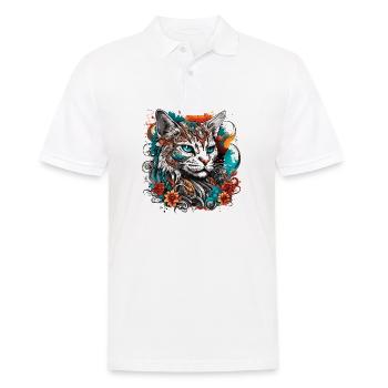 Tattoo / Animal / Art / Cool / Comic / Cat - Men's Polo Shirt - white - Front - Kai (181cm)
