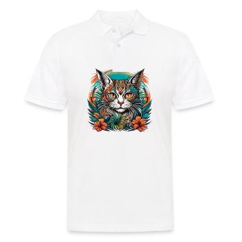 Tattoo / Tier / Kunst / cool / Comic / Katze - Männer Poloshirt - Weiß - Vorne - Kai (181cm)
