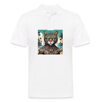 Tattoo / Animal / Art / Cool / Comic / Cat - Men's Polo Shirt - white - Front - Kai (181cm)