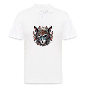 Tattoo / Animal / Art / Cool / Comic / Cat - Men's Polo Shirt - white - Front - Kai (181cm)
