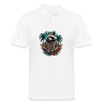 Tattoo / Tier / Kunst / cool / Comic / Waschbär - Männer Poloshirt - Weiß - Vorne - Kai (181cm)