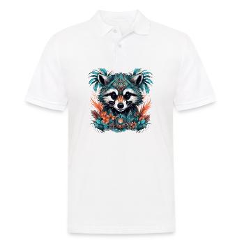 Tattoo / Tier / Kunst / cool / Comic / Waschbär - Männer Poloshirt - Weiß - Vorne - Kai (181cm)