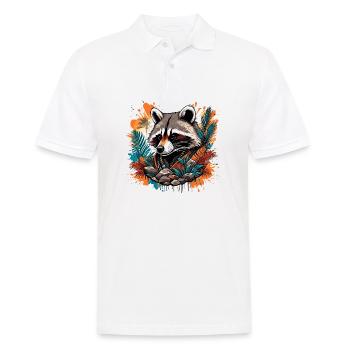 Tattoo / Tier / Kunst / cool / Comic / Waschbär - Männer Poloshirt - Weiß - Vorne - Kai (181cm)