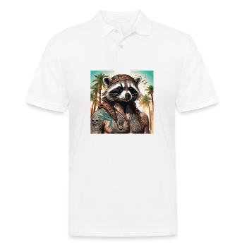 Tattoo / Tier / Kunst / cool / Comic / Waschbär - Männer Poloshirt - Weiß - Vorne - Kai (181cm)