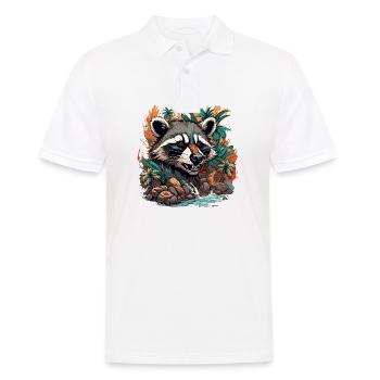 Tattoo / Tier / Kunst / cool / Comic / Waschbär - Männer Poloshirt - Weiß - Vorne - Kai (181cm)