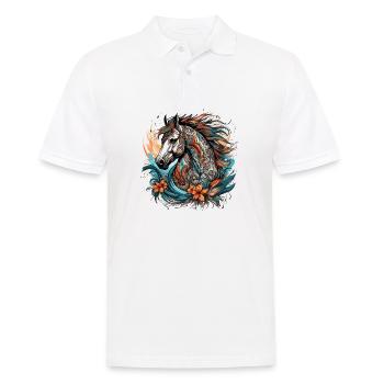 Tattoo / Tier / Kunst / cool / Comic / Pferd - Männer Poloshirt - Weiß - Vorne - Kai (181cm)