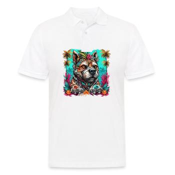 Tattoo / Tier / Kunst / cool / Comic / Hund - Männer Poloshirt - Weiß - Vorne - Kai (181cm)
