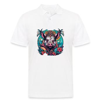 Tattoo / Tier / Kunst / cool / Comic / Schwein - Männer Poloshirt - Weiß - Vorne - Kai (181cm)