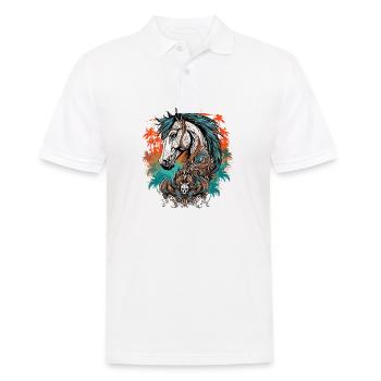 Tattoo / Tier / Kunst / cool / Comic / Pferd - Männer Poloshirt - Weiß - Vorne - Kai (181cm)