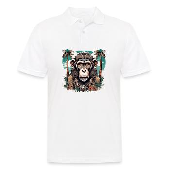 Tattoo / Tier / Kunst / cool / Comic / Schimpanse - Männer Poloshirt - Weiß - Vorne - Kai (181cm)