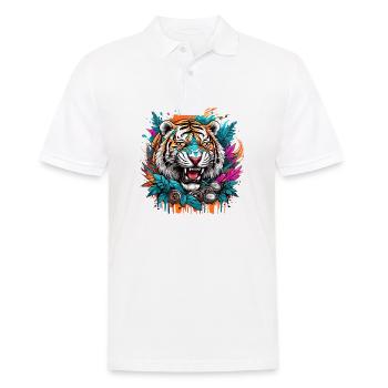 Tattoo / Tier / Kunst / cool / Comic / Tiger - Männer Poloshirt - Weiß - Vorne - Kai (181cm)