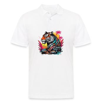 Tattoo / Tier / Kunst / cool / Comic / Tiger - Männer Poloshirt - Weiß - Vorne - Kai (181cm)