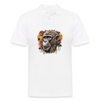 Tattoo / Tier / Kunst / cool / Comic / Schimpanse - Männer Poloshirt - Weiß - Vorne - Kai (181cm)
