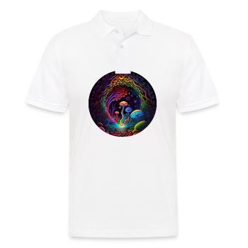 Magischer Pilzwald - Neon Abstrakte Kunst - Männer Poloshirt - Weiß - Vorne - Kai (181cm)