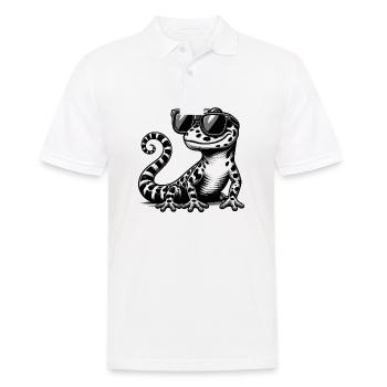 Eidechse mit Sonnenbrille - Männer Poloshirt - Weiß - Vorne - Kai (181cm)