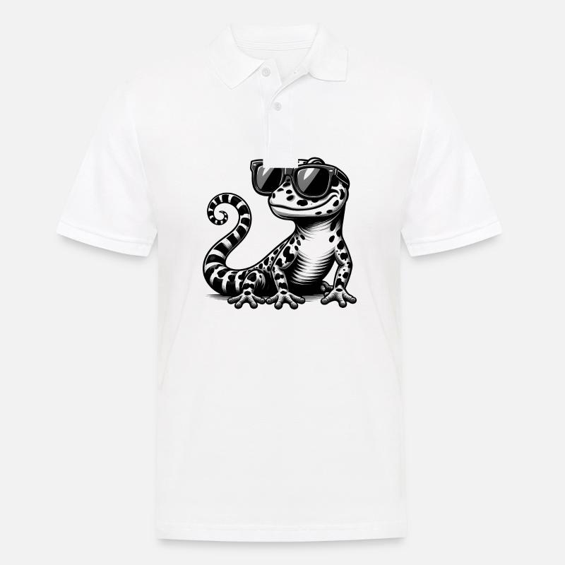 Eidechse mit Sonnenbrille - Männer Poloshirt - Weiß