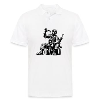 Bundesheer Abrüsten - Männer Poloshirt - Weiß - Vorne - Kai (181cm)