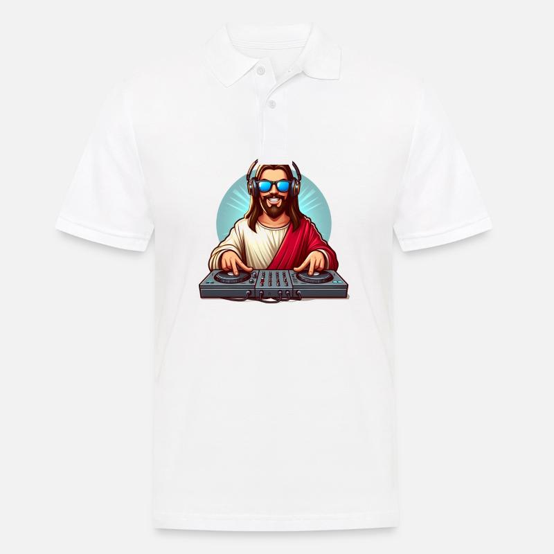 DJ Jesus - Männer Poloshirt - Weiß