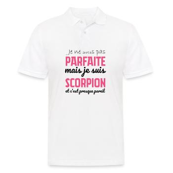 Je ne suis pas parfaite mais je suis scorpion - Polo Homme - blanc - Devant - Kai (181cm)