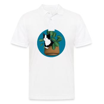 Freche Katze im Blumentopf Blumen Katzenliebhaber - Männer Poloshirt - Weiß - Vorne - Kai (181cm)