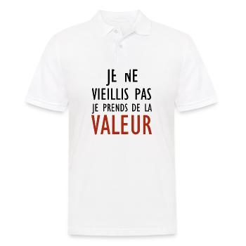 Je ne vieillis pas, je prends de la valeur - Polo Homme - blanc - Devant - Kai (181cm)