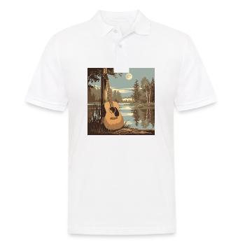 Nature Acoustic Guitar Guitarist - Men's Polo Shirt - white - Front - Kai (181cm)