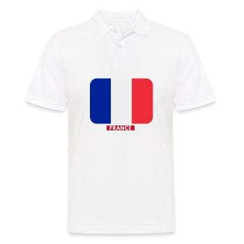 FRANCE drapeau et emblème de la France. Supporter - Polo Homme - blanc - Devant - Kai (181cm)