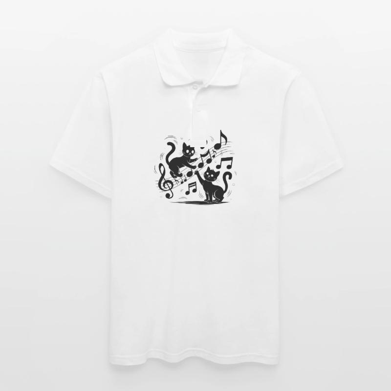 Black cats pattern playing with musical note Men's Polo Shirt