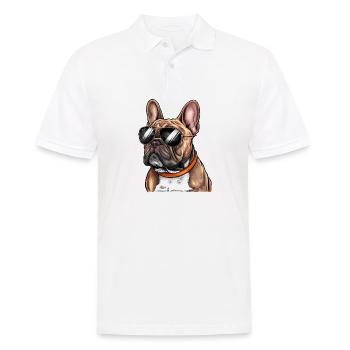 Französische Bulldogge mit Sonnenbrille - Männer Poloshirt - Weiß - Vorne - Kai (181cm)