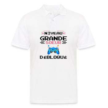 Big Sister Level freigeschaltet - Männer Poloshirt - Weiß - Vorne - Kai (181cm)
