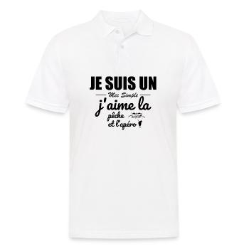 ICH BIN EIN EINFACHER KERL, ICH MAG ANGELN UND APERITIFS - Männer Poloshirt - Weiß - Vorne - Kai (181cm)