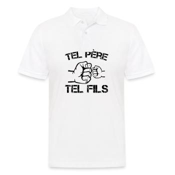 Tel père tel fils accessoire musculation bodybuild - Polo Homme - blanc - Devant - Kai (181cm)
