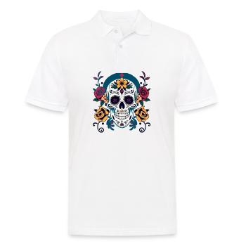 Mexikanischer Muertos Tag der Toten Halloween Blumen - Männer Poloshirt - Weiß - Vorne - Kai (181cm)