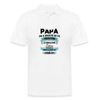 Papa Vatertag Geschenk Geburtstag Das Beste vom Leben - Männer Poloshirt - Weiß - Vorne - Kai (181cm)