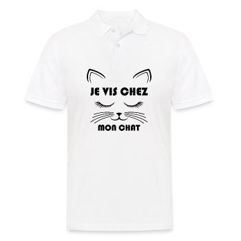 Ich lebe mit meiner Katze zusammen - Männer Poloshirt - Weiß - Vorne - Kai (181cm)