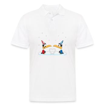 Liebe - Schnee - Winter - Pinguin - Pinguine - Männer Poloshirt - Weiß - Vorne - Kai (181cm)