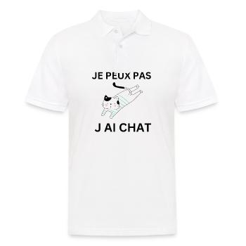 je peux pas j ai CHAT - Polo Homme - blanc - Devant - Kai (181cm)