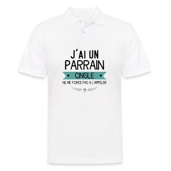 j'ai un parrain cinglé ne me force pas a l'appler - Polo Homme - blanc - Devant - Kai (181cm)