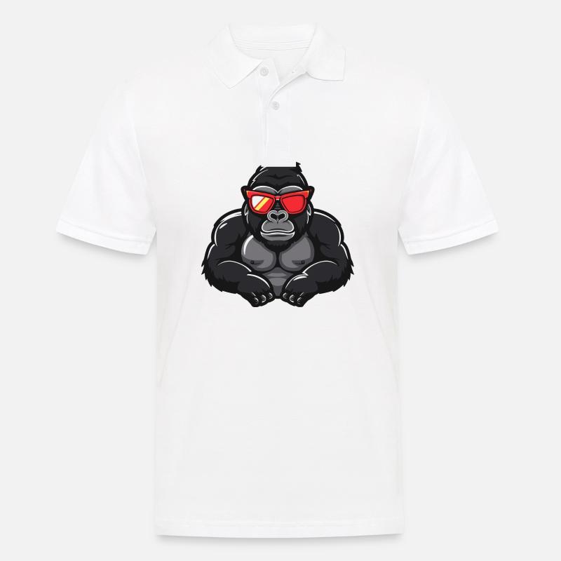 Gorilla Comic Cool - Männer Poloshirt - Weiß