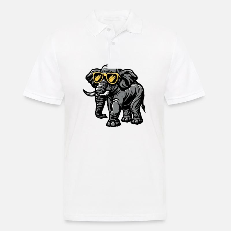 Elefant Comic Cool - Männer Poloshirt - Weiß