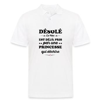Désolé Ce Mec Est Déjà Pris Par Une Princesse Qui - Polo Homme - blanc - Devant - Kai (181cm)