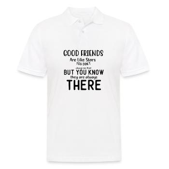 Gute Freunde sind wie Sterne... - Männer Poloshirt - Weiß - Vorne - Kai (181cm)