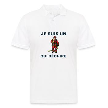 Ich bin ein Feuerwehrmann, der rockt - Männer Poloshirt - Weiß - Vorne - Kai (181cm)