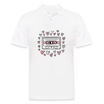 Cassette Love Lover Musique Années 70 Rétro Rose - Polo Homme - blanc - Devant - Kai (181cm)