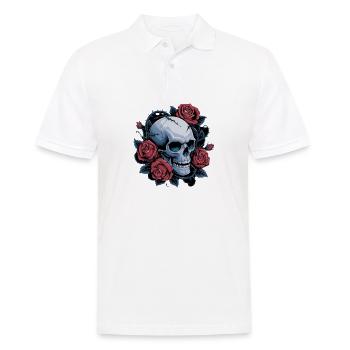 Crâne avec des fleurs de roses - Polo Homme - blanc - Devant - Kai (181cm)