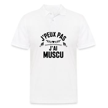 I can't I have MUSCU - Bodybuilding - Männer Poloshirt - Weiß - Vorne - Kai (181cm)
