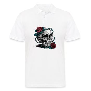 Crâne avec des fleurs de roses - Polo Homme - blanc - Devant - Kai (181cm)