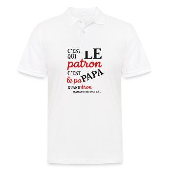 C'est qui le patron c'est papa, humour-cadeau fête - Polo Homme - blanc - Devant - Kai (181cm)
