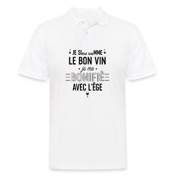 Je suis comme le bon vin - Polo Homme - blanc - Devant - Kai (181cm)