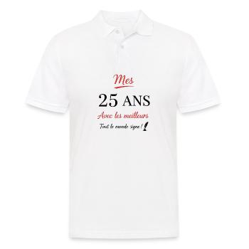 A signer 25 ans anniversaire cadeau anniv 25 ans - Polo Homme - blanc - Devant - Kai (181cm)